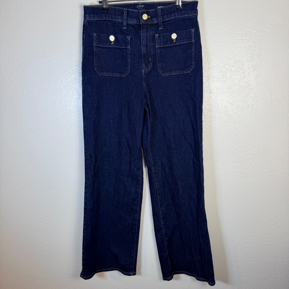 J.Crew Premium Edition Womens 28R Dark Wash Slim Wide Leg Sailor Jean Nautical
